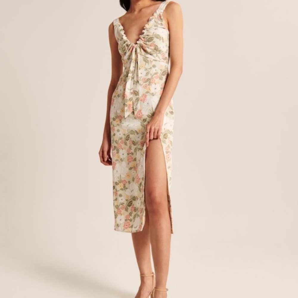 Abercrombie Floral Midi Slip Dress with Slit